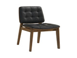 Set of 2 Black Tufted Leatherette Upholstered Dining Chairs, Walnut B016P369240