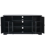 ZNTS U-Can TV Stand for TV up to 65in with 2 Tempered Glass Doors Adjustable Panels Open Style Cabinet, WF287841AAB