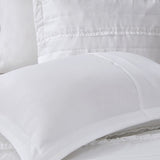 5 Piece Microfiber Ruffled Comforter Set White Queen B03596865