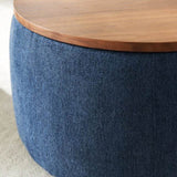 ZNTS Round Storage Ottoman, 2 in 1 Function, Work as End table and Ottoman, Navy W48735176