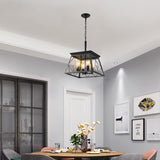 (Same as W1340111204/L1010) 16" Black Gold Industrial 4-Light Pendant Chandelier, Modern Metal Cage W1340P206637