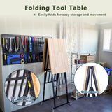 Foldable Hardwood Workbench Adjustable Wood-Top Utility Table with Locking Casters 11323041