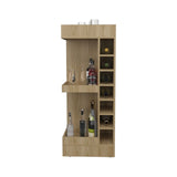 Lyman 46" Tall 3-Tier Corner Bar Cabinet with Fourteen Wine Bottle Cubbies, Living Room, Liquor B200P253732