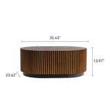 Set of 2 Fluted Oval Coffee Table - Solid Wood & MDF Nesting Coffee Table Set , W3158P323241