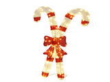 Lighted Candy Cane and Red Bowknot Christmas Decorations, Pre-lit 2D Holiday Decor with 100 Warm 14090929