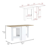 Gateleg Folding Table Space-Saving with Compact Design, White / Macadamia - Living Room B070137833