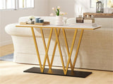 40 Inch Console Table with Faux Marble Top, W-Shaped Metal Frame Entryway Table for Hallway Living 68056638