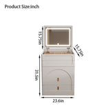 3-in-1 dressing table with flip mirror and light, small dressing table set with visible glass 52844477