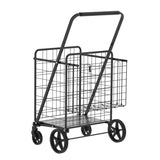 Large Shopping Cart,Grocery Cart on Wheels, Foldable Utility Shopping Carts with Double Basket and W1961P290530