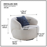 Swivel Barrel Living Room, Single for Small Space Comfy Round Sofa Boucle Accent W876P199947