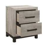 Attractive Gray Finish 1pc Nightstand of 2x Drawers Metal Bar Hardware Premium Melamine Board Wooden B01168625