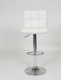 Swivel Faux Leather Adjustable Hydraulic Bar Stool, Set of 2, White T2574P164843
