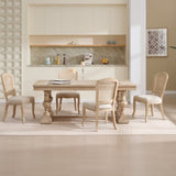 French Country Dining Chairs Set of 2, Upholstered Chairs with Nature Rattan Fan-shaped Back, Wire W3426P324538