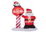 8.2FT Lighted Christmas Inflatable Decoration, Inflatable Black Santa & Road Sign, Funny Blow Up 67084914