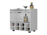 White 8-Bottle Rack Bar Cart B062P175127