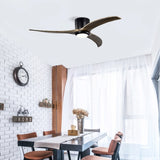 52" Flush Mount Ceiling Fan Solid Wood Blades Ceiling Fan With Light with Remote Control, Noiseless W1592P322632