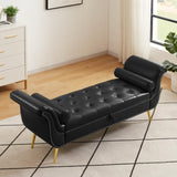 ZNTS Black, PU Leather, Metal Feet Upholstered Ottoman Bedroom Lounge Ottoman Flip Top Storage Sofa Bench 30930890