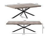 55.11"-70.86"Retro Rectangular Stretch Dining Table, Grey Carole Top With Same Color Embossed Center W757P437309