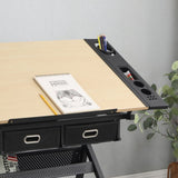 adjustable drawing drafting table desk with 2 drawers for home office and school with stool W347P151532