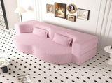 Modern Floor Sofa with 2 Pillows,Convertible Sherpa Fleece Fabric Foam-Filled Sleeper Sofa Bed,15" 78597283