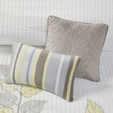 6 Piece Embroidered Quilt Set with Throw Pillows Yellow Full/Queen B03597620