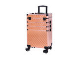 4-in-1 Draw-bar Style Interchangeable Aluminum Rolling Makeup Case-Rose Gold 14821135