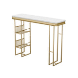 ZNTS 55.1" Modern Straight Bar Table with Shelves in White & Gold WF322497AAG