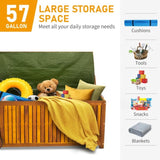 57 Gallon Outdoor Wood Storage Container with 2 Wheels, 2 in 1 Mutifunctional Garden Storage Bench 33551199