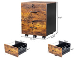 2-Drawer Rolling Wood File Cabinet with Lock, Brown & Black 53230196