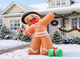 10.6FT Gingerbread Man with Gift Box Inflatable, 8 LED Lights, 190D Polyester Christmas Decor, US 28526088