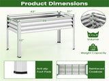 44" Elevated Raised Garden Bed with Drainage Holes, 32" Ergonomic Height Metal Planter - Silver 72247429
