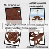 8-Person Outdoor Round Picnic Table Set with 4 Built-in Benches & Umbrella Hole - Perfect for W1758P292489