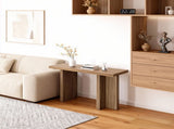 42 Inch Oak Finish Entryway Console Table - T-Leg MDF Table with 3D Paper Laminate, Narrow Table for 26476534