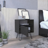 Augusta Nightstand , End Table, Side Table Single Door Cabinet, Hairpin Legs -Black B20092072