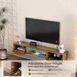 Floating TV, Wall Mounted TV Shelf with LED lights & Power Outlet,Wall Mounted Floating 65" TV W1321P188134