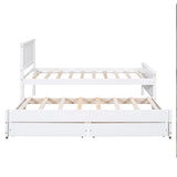 ZNTS Twin Size Platform Bed with Trundle and Drawers, White WF298815AAK