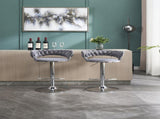 Set of 2 Bar Stools,with Chrome Footrest and Base Swivel Height Adjustable Mechanical Lifting Velvet W1249P247730