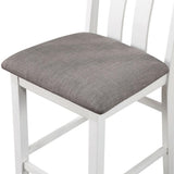 White Solid wood 5pc Counter Height Dining Set Table 4x Gray Linen Like Fabric Cushions Seats B011P230002