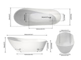 Premium High-back Acrylic Free Standing Bath tubs,Oval-Shape Stand Alone White Soaker Tub T3785P380651