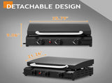 3-Burner Flat Top Gas Griddle Cooking Station with Ceramic Coated Cast Iron Pan, 96035868