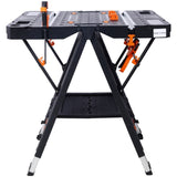 Portable Folding Work Table, 2-in-1 as Sawhorse & Workbench, Large Load Capacity with 2pcs Clamps W465P182390
