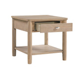 Classic Natural Finish 1pc End Table with Drawer and Open Shelf Wooden Living Room Furniture Chair B011P285303