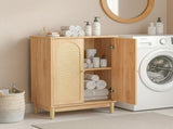 Natural wood color, particleboard with melamine veneer and rattan finish, 60*30*80cm, double doors, 80617301