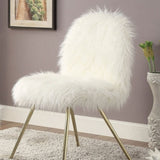 ZNTS Contemporary Glam White Gold Fabric Faux Fur 1pc Accent Chair Upholstery Living Room Chair B011P184980