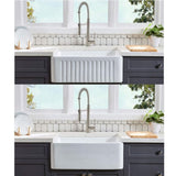 ZNTS Fireclay 30" L X 18" W Farmhouse Kitchen Sink with Grid and Strainer JY8255WH