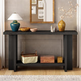 U_STYLE Vintage-Inspired and Ash Wood Veneer ConsoleTable with T-Leg Design,Suitable for N711P241289B