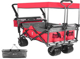 Collapsible Wagon Heavy Duty Folding Wagon Cart with Removable Canopy, 4" Wide Large All Terrain 45874438