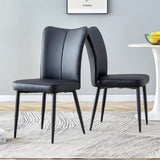 Modern Black PU Chair Set - Two Pieces, The backrest has a vertical and smooth line design.Black W1151P268764