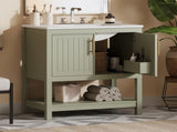 30-Inch Green Bathroom Vanity with Ceramic Sink and Versatile Storage - Ideal for Small Bathrooms WF325888AAF