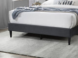 Elegant Modern Charcoal Brushed Linen 1pc Queen Size Bed Upholstered Box Design Headboard Bedframe B011P238937